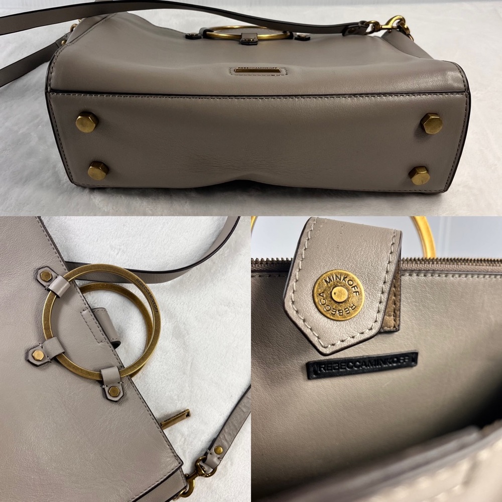 Rebecca Minkoff Ring Leather Satchel Bag Taupe - Picture 7 of 9